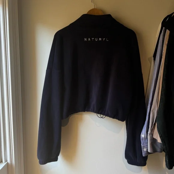 Naturyl by NBK Fleece Navy Cropped Sweatshirt - Picture 2 of 3